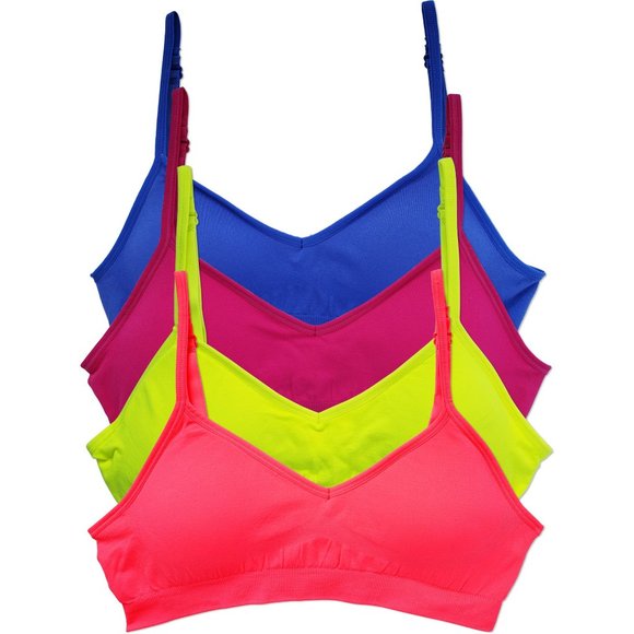 4-Pack Demi Padded Bralette Adjustable Straps A3 Neons New NWB